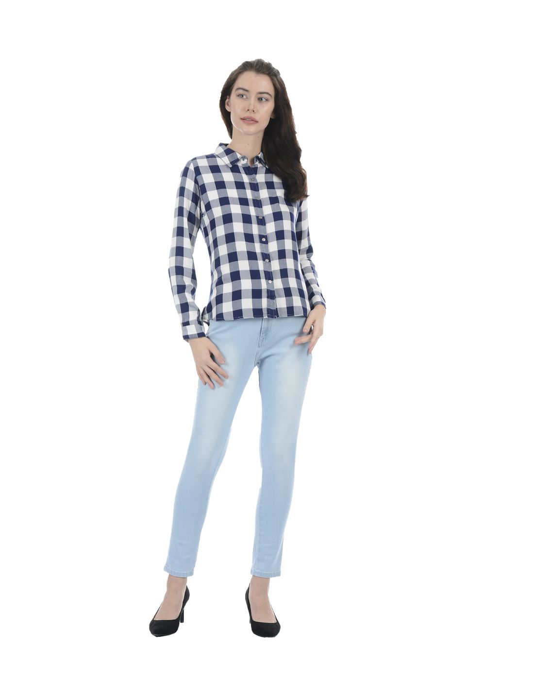 Pepe Jeans Women Casual Wear Blue Checkered Shirt